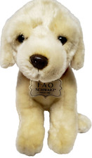 FAO Schwarz Yellow Lab Puppy Dog Plush Stuffed Animal Labrador Toy Brass Tag New