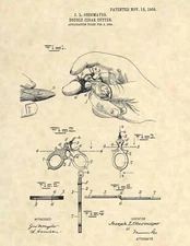 Cigar Cutter Vintage US Patent Art Print - Vintage Antique Cigar Cutter - 383