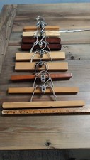 Lot of 9 Vintage Hangers Wood Pant Skirt Clamp Assorted Brands Colors Size 9-13"