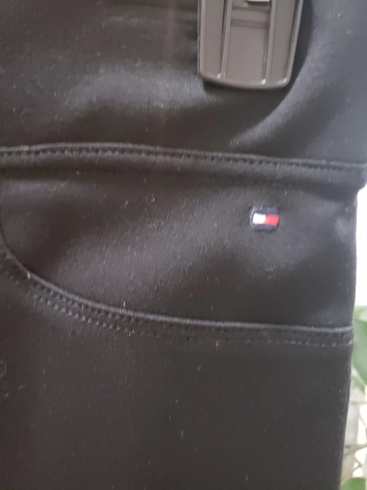 Calça Tommy Hilfiger Feminina Preta Viscose Sólida Elástica Cintura Frente Plana Tamanho XS - Imagem 4 de 4