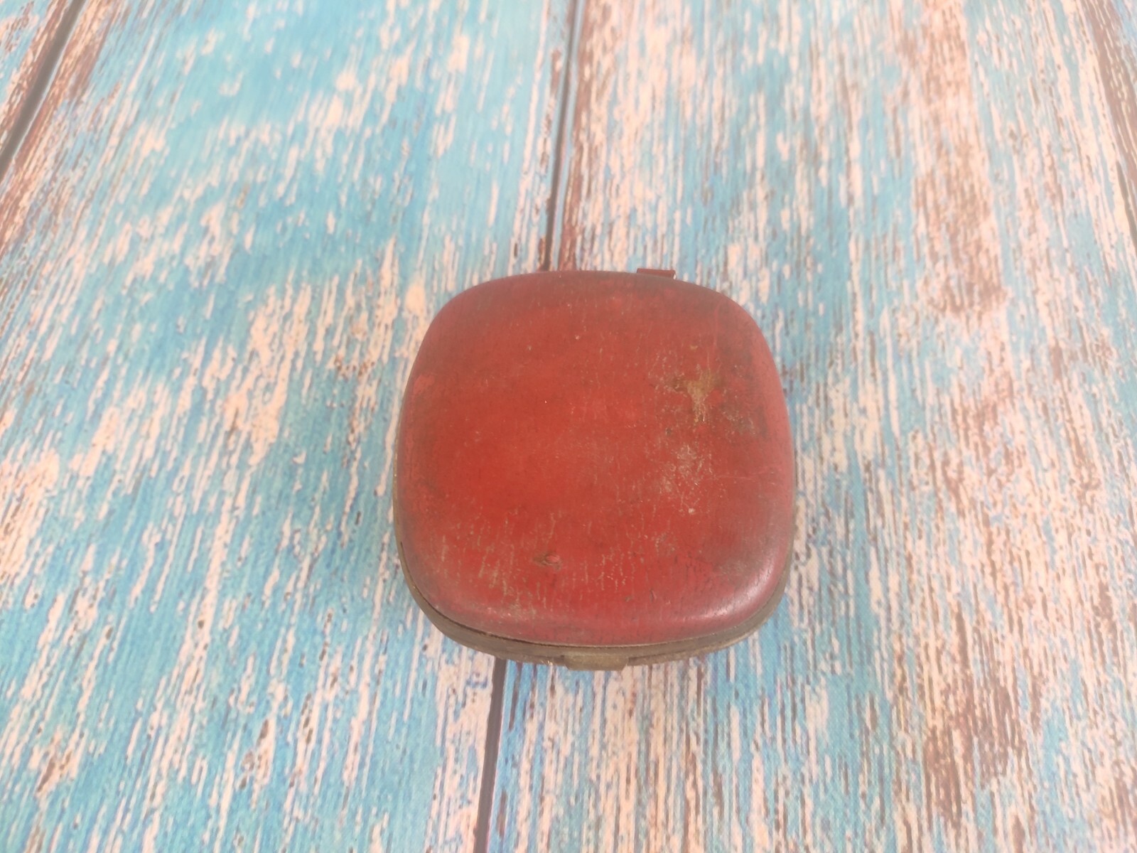 Old TELOCK Vintage Travel Alarm Clock Red Leather Case Brass Trim Made