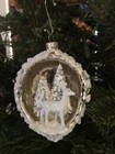 Pottery Barn Deer In The Trees — Snowy, Gold Pinecone Glass Christmas Ornament — photo 1