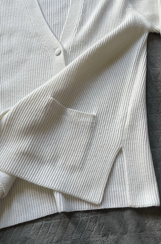Винтажный Yarnworks кардиган женщин свитер размер XL слоновой кости карманы громоздкий дедушка папа - Изображение 3 из 4