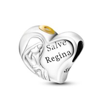 Genuine S925 Sterling Silver Salve Regina Love Heart Virgin Mary Prayer Charm
