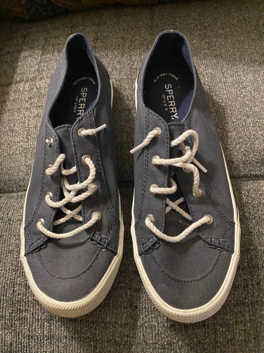 Women's Sperry Top Sider Navy Blue Lace Up SZ EUC