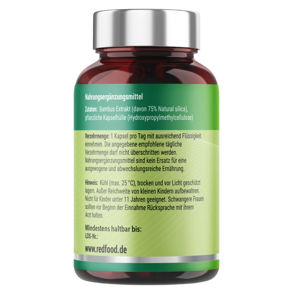 Silizium Kapseln hochdosiert - 667mg organisches Silica aus Bambusextrakt - Bild 2 von 4