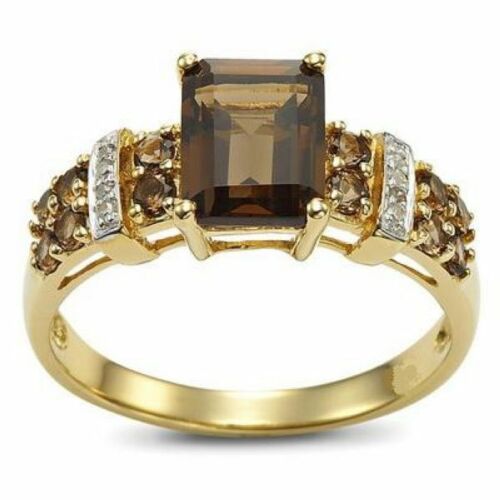 Rings For Womens Size 7 Brown Tanzanite 18K Gold Filled Percious Wedding Ring - Foto 1 di 5