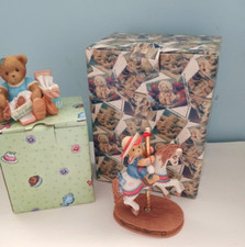 Cherished Teddies Lauryn  Gina on Carousel horse w org boxes