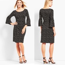 NWT Women $129 TALBOTS Polka DOT JERSEY SHIFT DRESS BLACK SZ-6 Black White