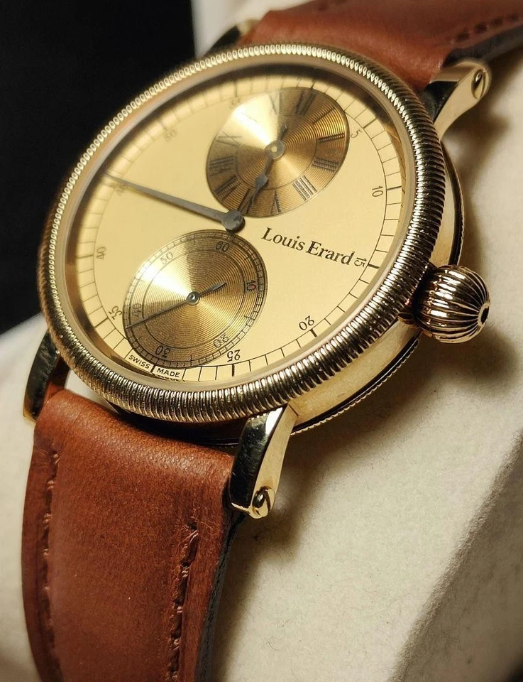Louis Erard 0896 Hombre Cuerda Manual Redonda Dorado W32mm Con Caja Foto 2 de 4