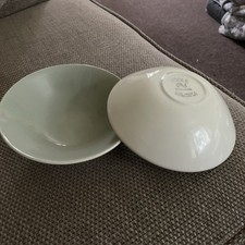 Poole England Twintone 6 1/2 Inch Desert Bowl, Green 