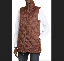 Lafayette 148 Shay Reversible Down Puffer Vest Cashmere Collar S Fits S - M
