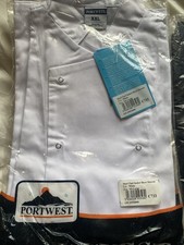 Portwest Stud Chef Jacket Short Sleeved White  2XL
