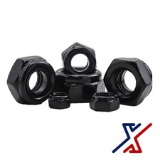 1/4"-20 Hi-Performance Black-Oxide Steel Nylon-Insert Locknuts by X1Tools