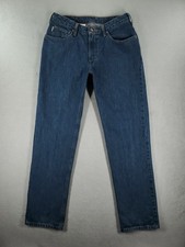 Carhartt Jeans Womens 10 Blue Relaxed Fit Straight Mid Rise Dark Wash Denim