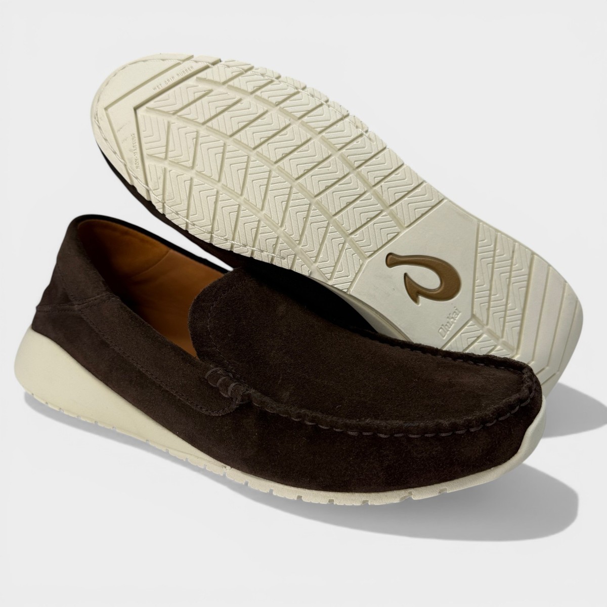 OluKai Kaa Loafer Mens 10D Dark Wood Suede Slip On Comfort 