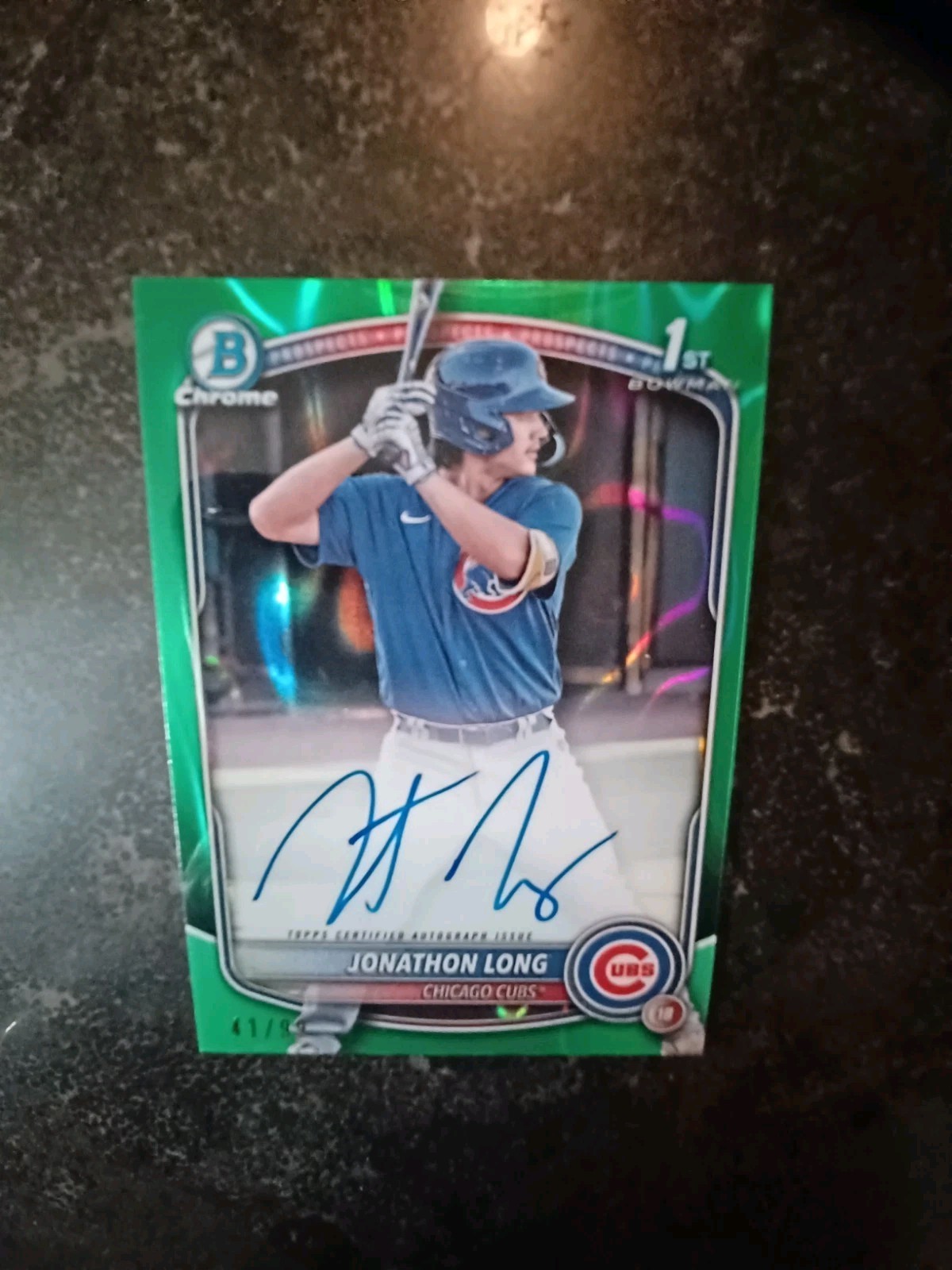 JONATHON LONG 2025 Bowman Chrome Green Lava Refractor AUTO RC /99 #CPA-JLG Cubs