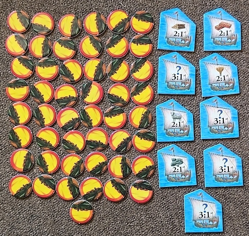 Catan Seafarers Expansion 9 Harbor Tokens & 49 Chits Replacement Parts *READ