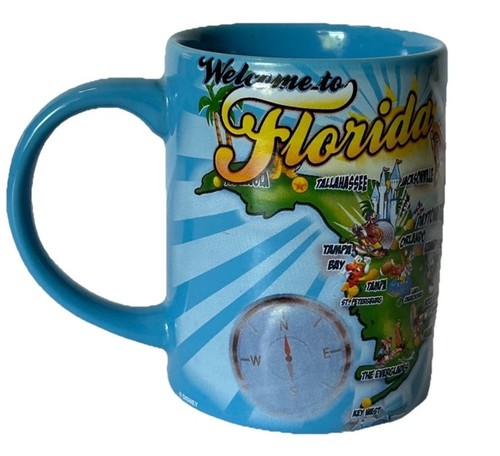 Tazza caffè Disney Topolino Benvenuti in Florida Mappa delle Attrazioni Jerry Leigh - Foto 3 di 7