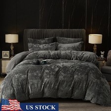 Luxurious Ultra Soft Velvet Duvet Cover Set W/ Button Closure Corner Ties New