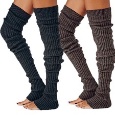 Womens Long Knit Knitted Crochet Socks Winter Warm Leg Warmers Leggings Socks