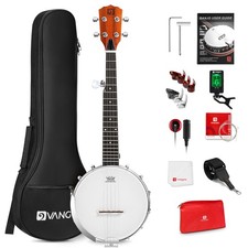 Vangoa 5 String Banjo 26 Inch, MINI Travel Beginner Kit 26 brown