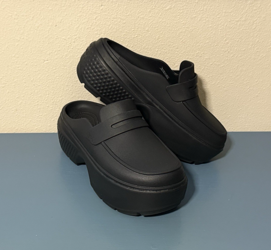 Crocs Unisex Stomp Penny Loafer in Black Size Men 6 Women 8