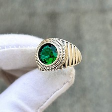 Men s Emerald Designer Ring 925 Sterling Silver Men Wedding Statement Jewelry
