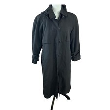London Fog Women's Black Hooded Trench Coat with Thinsulate Thermal Insulation