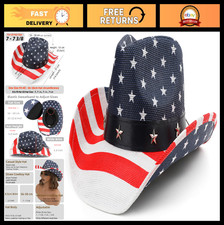 Patriotic Unisex American Flag Cowboy Hat - 4th of July Western Cowgirl Accessor