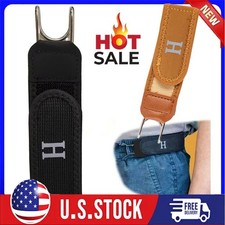 Tactical Metal Hook Elastic Belt Buckle-Less Invisible Waist Belt Closure US