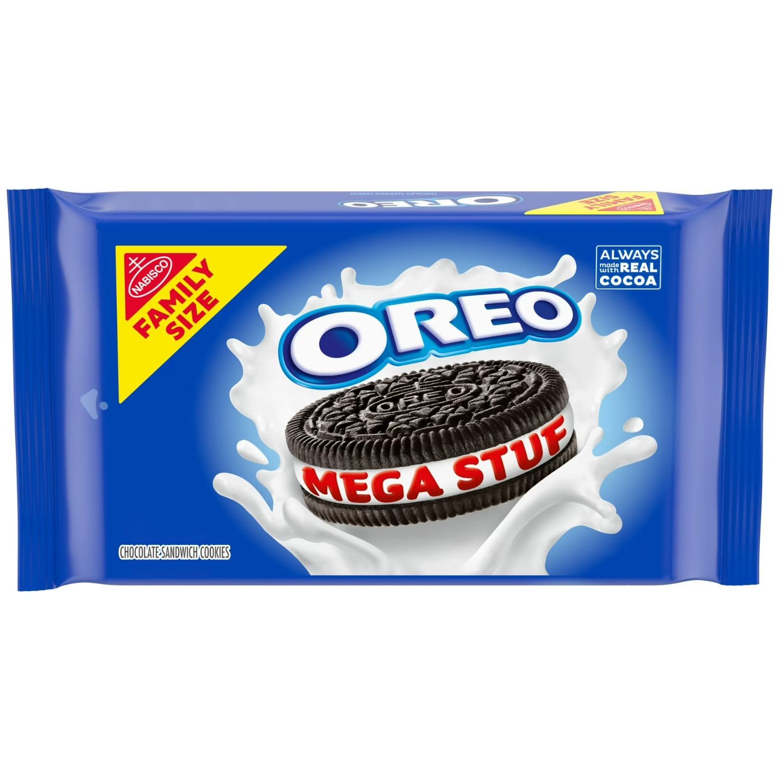 OREO Mega Stuf Chocolate Sandwich Cookies, Family Size, 17.6 Oz