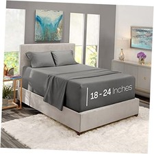 Size Sheet Set, 4 Piece Extra Deep Pocket 18-24 inches , King 08 - Dark Grey
