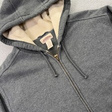Chaqueta pesada LL Bean Katahdin Iron Works Hoddie XL gris cremallera completa forrada de vellón