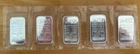 Set of 5 sealed, 1 oz Johnson Matthey (JM) silver bars,consecutive serial # .999
