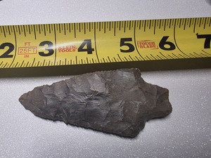 3.5" Morrow Mountain II Serrated Stemmed Point - Middle Archaic Rhyolite Blade