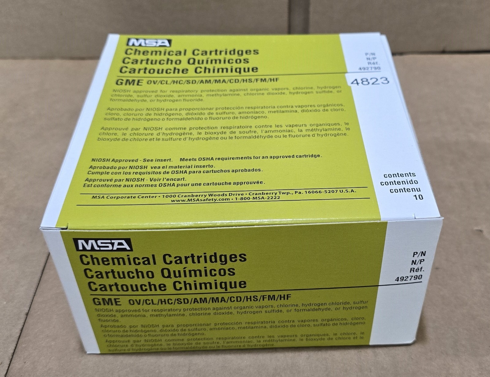 Box of 10 MSA 492790 Multi Gas Chemical Respirator Filter Cartridges Comfo GME