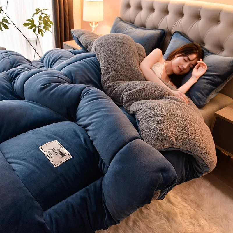 Warme Lammwoll-Decke Winterdecke weich dick Plüschkern für Einzel und Doppelbet - Bild 3 von 4