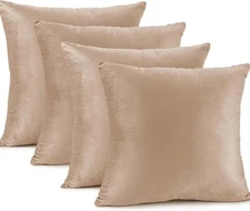  Throw Pillow Inserts Pack of 4-18 x 18 Inches Beige Velvet