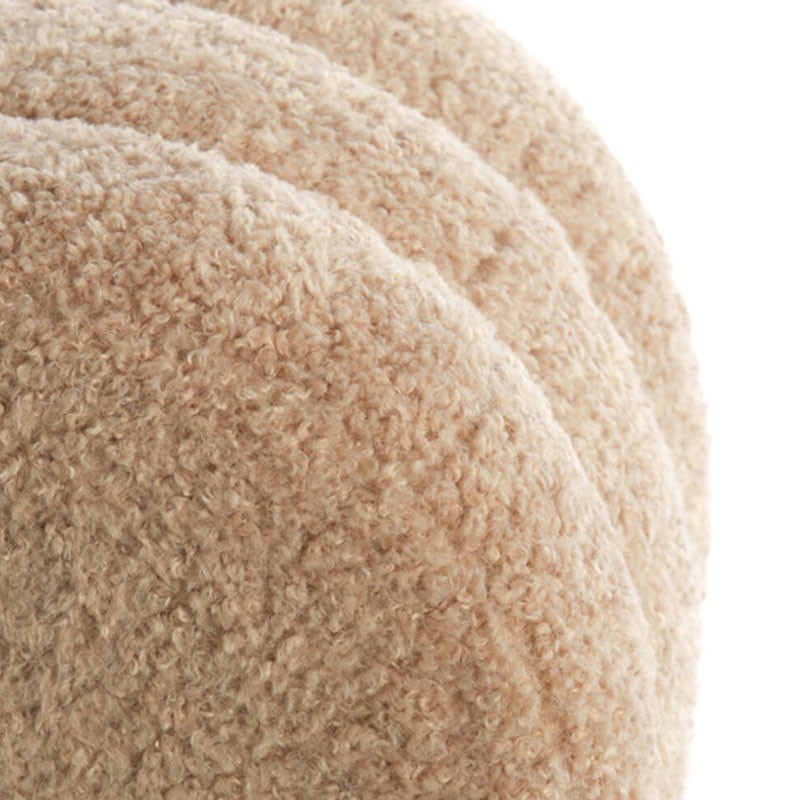 Pouf en bois beige Jobbi 40x40x45cm, petit tabouret tissu