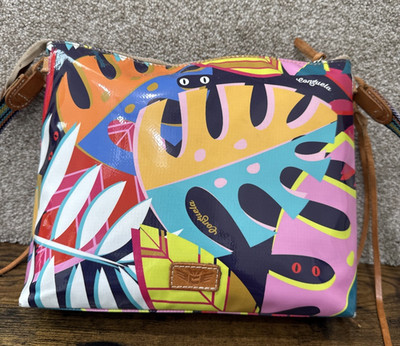 Consuela Maya Downtown Crossbody Bag Multicolor Tropical Floral Coated Purse