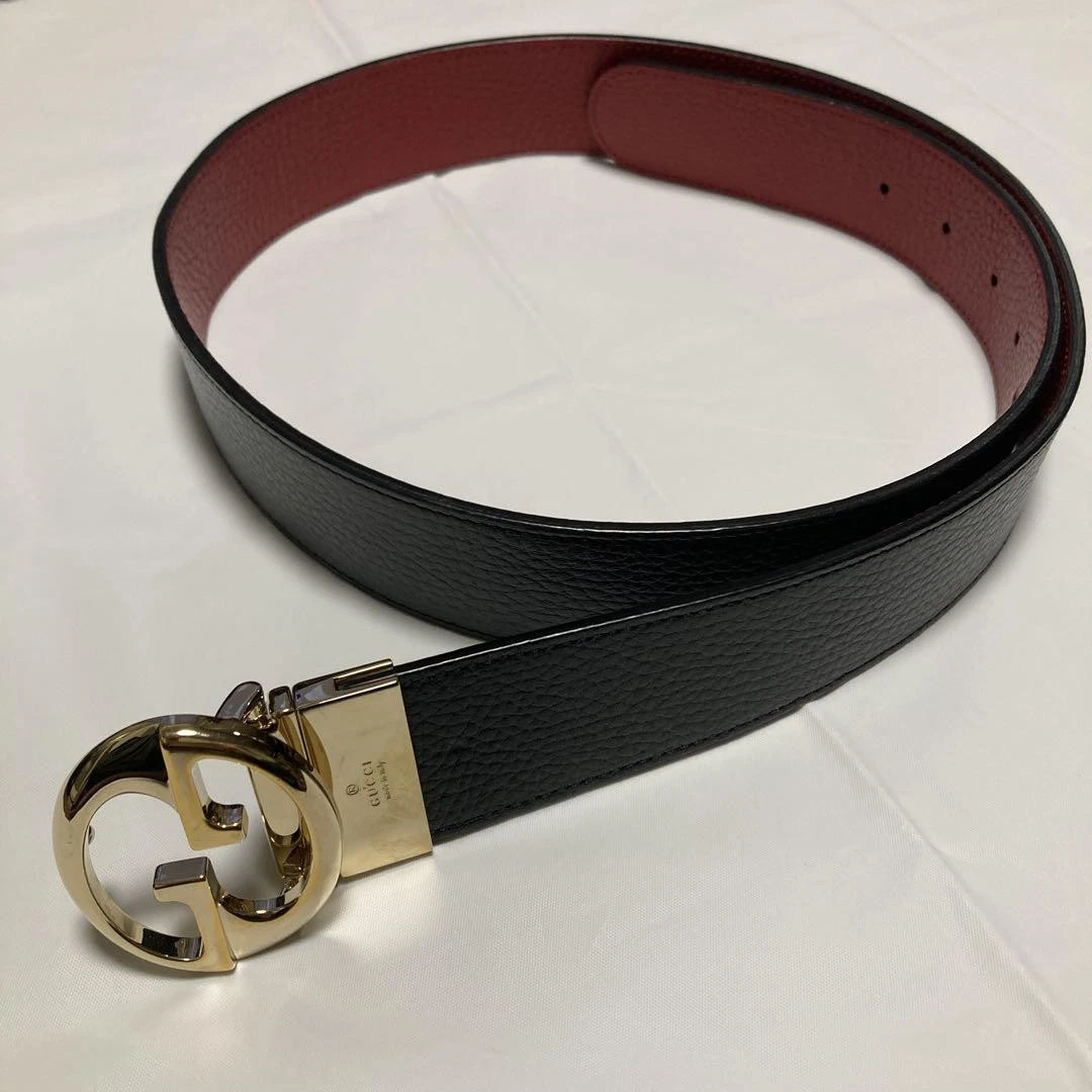 Ceinture réversible GUCCI noir rouge homme du Japon i12648