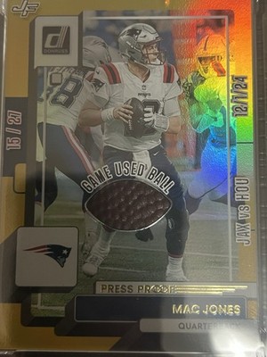 2025 Donruss Mac Jones Gold Press Proof (Jersey Fusion Game Used Relic) - 15/27