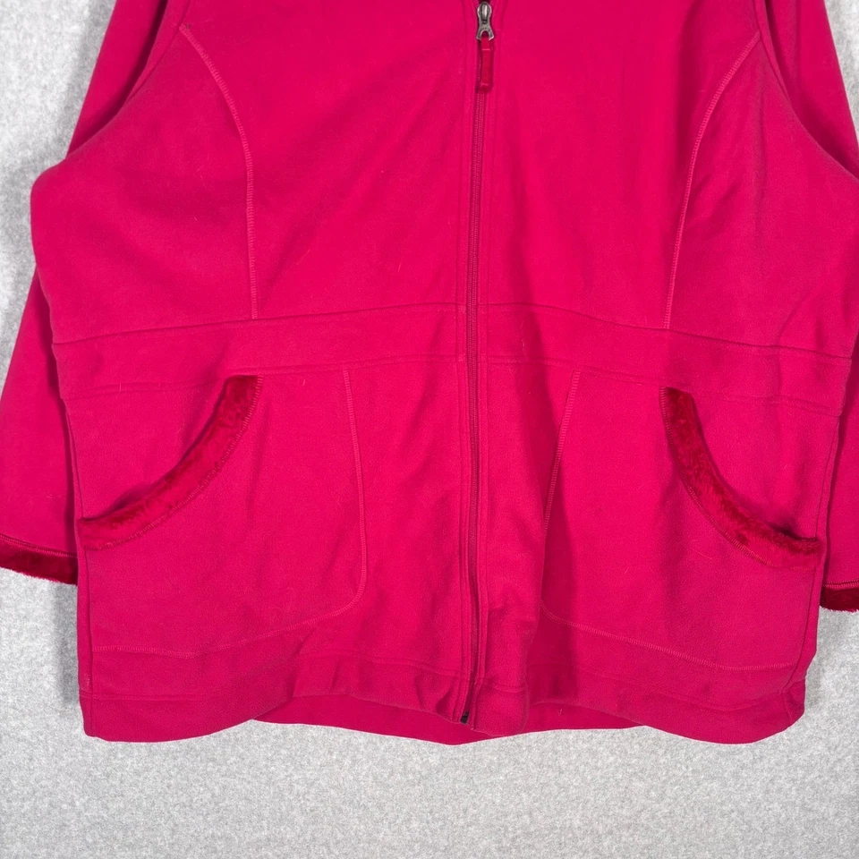 Chaqueta polar Lands End 3X rosa con capucha forrada de piel sintética peluche Sherpa cálida gruesa Foto 3 de 4