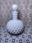 VTG White Hobnail Milk Glass Perfume Bottle Decanter w/ Stopper Estate Sale Find