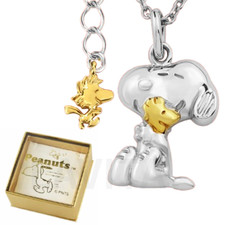 Collana Argento Arachidi SNOOPY Woodstock ABBRACCIO SV925 in Scatola Giappone Nuova