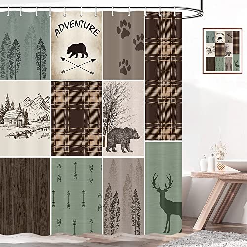 Cabin Retro Rustic Lodge Shower Curtain, 69"W x 70"L (Pack of 1) Multi Color - Picture 1 of 6