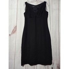 Liz Claiborne 8 Little Black Dress Sleeveless Beaded Cocktail Party