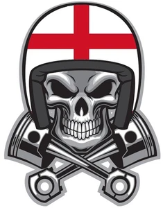 Skull Motorbike Helmet Flag England Pistons Self Adhesive Vinyl Sticker
