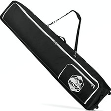 Rolling Ski/Snowboard Bag with Wheels for Air Travel - Holds 2 Pairs of 175cm